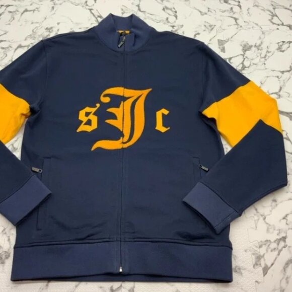 Men’s Sean John Navy Yellow Full Zip Track Jacket NWT